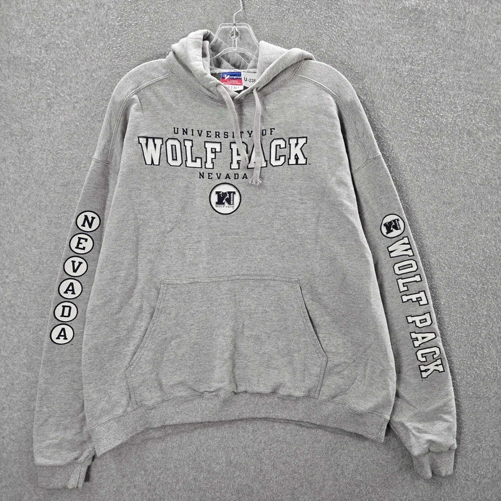 Nevada Wolf Pack Men Sweatshirt XL Gray Hoodie Logo Champion Graphic Y2K READ